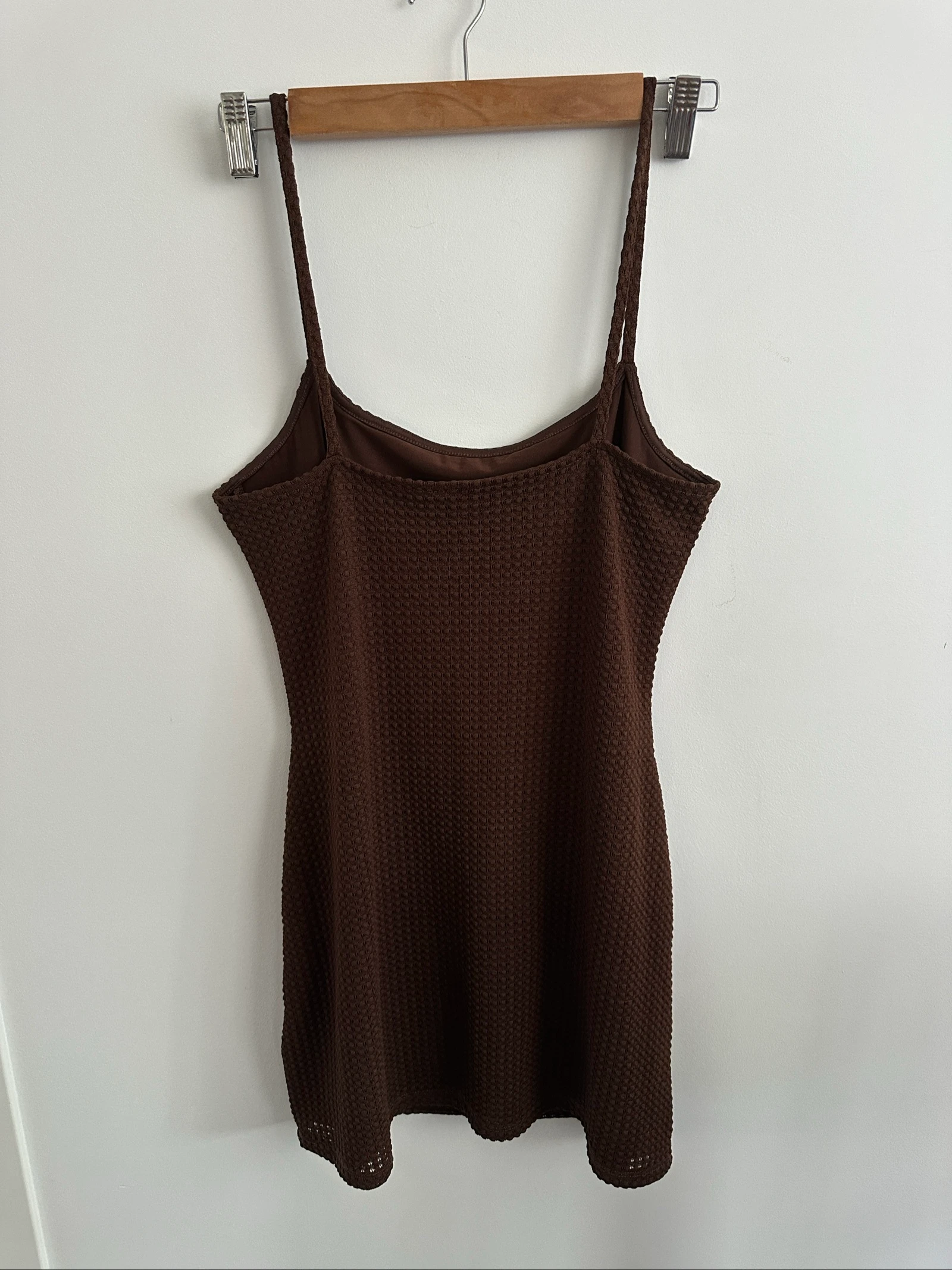 Brown mini dress H&M DIVIDED | Straps | Honeycomb | Size S – photo 3